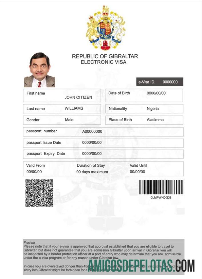 Visto Eletrônico para Gibraltar baixar para verificação